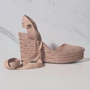 I.N.C. Maise Almond Toe Nude Espadrille Wedge Platform strappy sandals Size 8.5